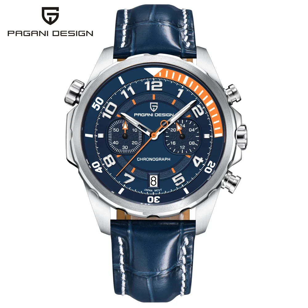 (azul) Cronógrafo De 44 Mm, Quartzo À Prova D'água De Alta Qualidade.