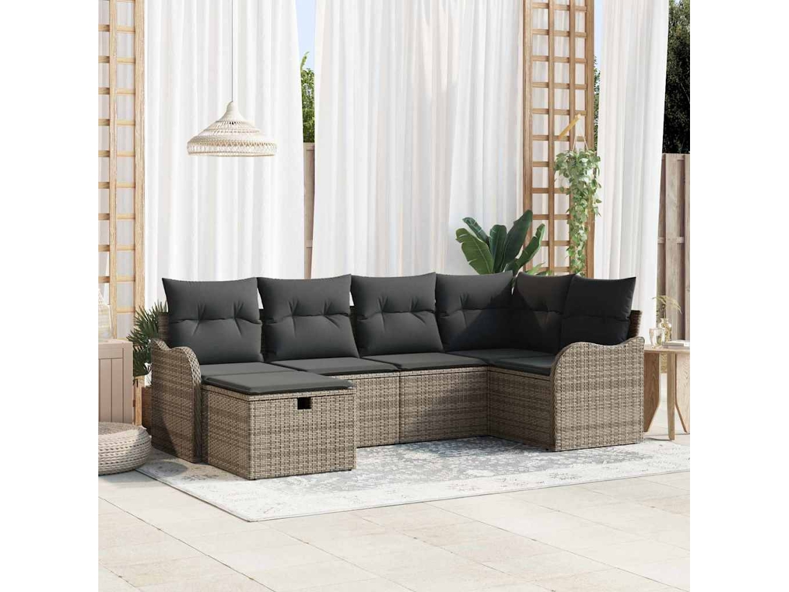 Vidaxl Conjunto De Sofá De Jardim 6 Unid. Rattan Sintético