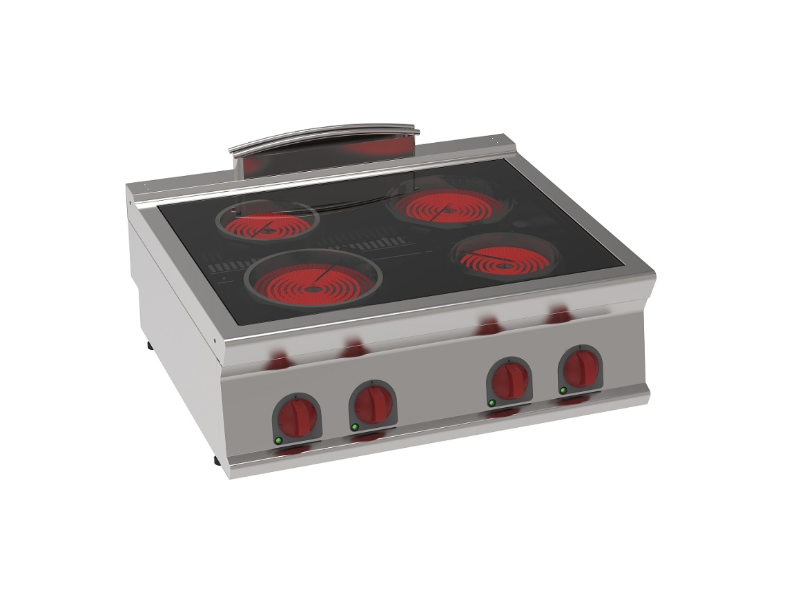 Fogão De Vidro Cerâmico 4 Zonas Quentes 800x700x280 Mm 8600 W 400/3v 35610617 Eurast