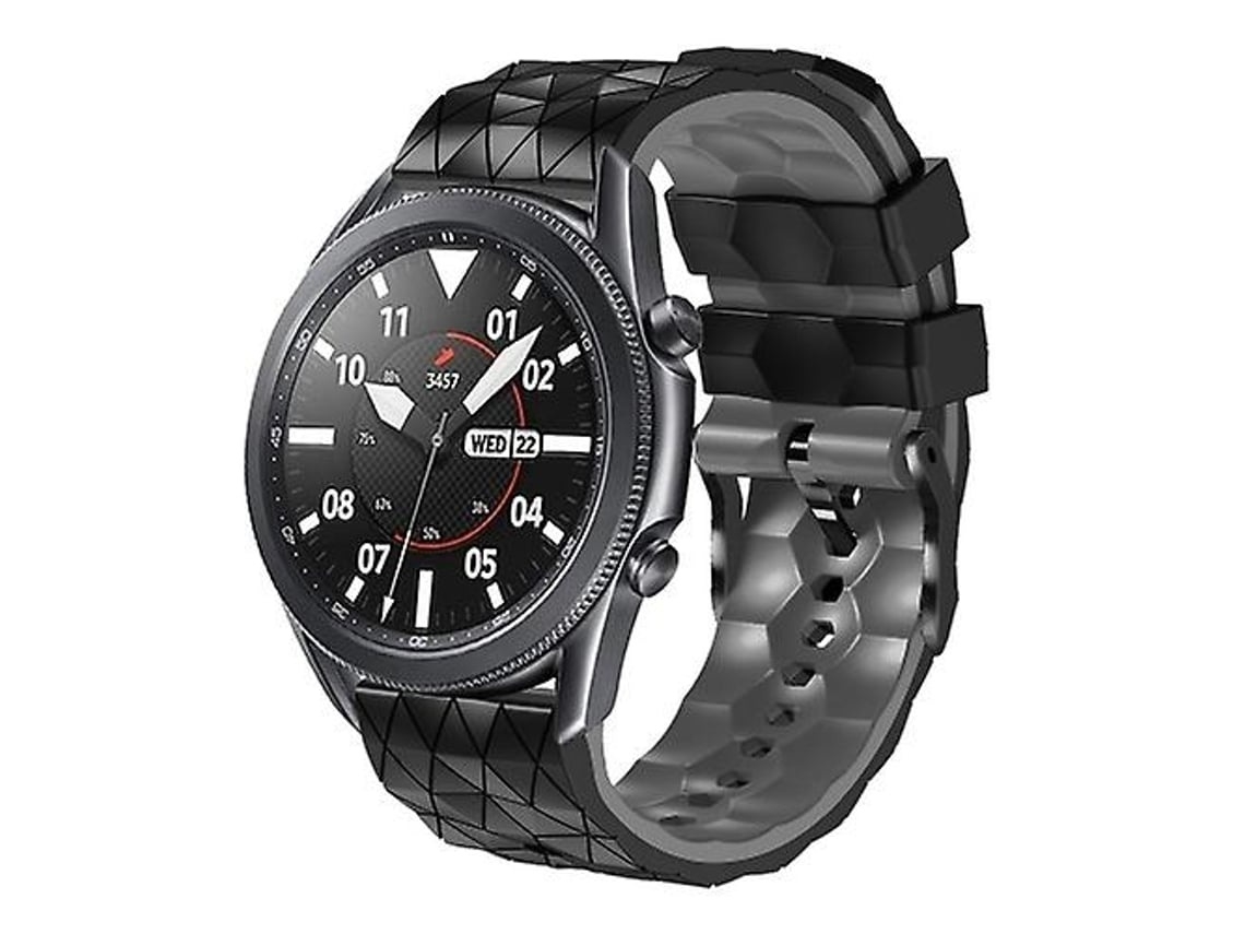 Pulseira De Relógio Lurelia Para Ticwatch Pro 3 22 Mm Padrão De Futebol Em Silicone Bicolor Preto Cinza