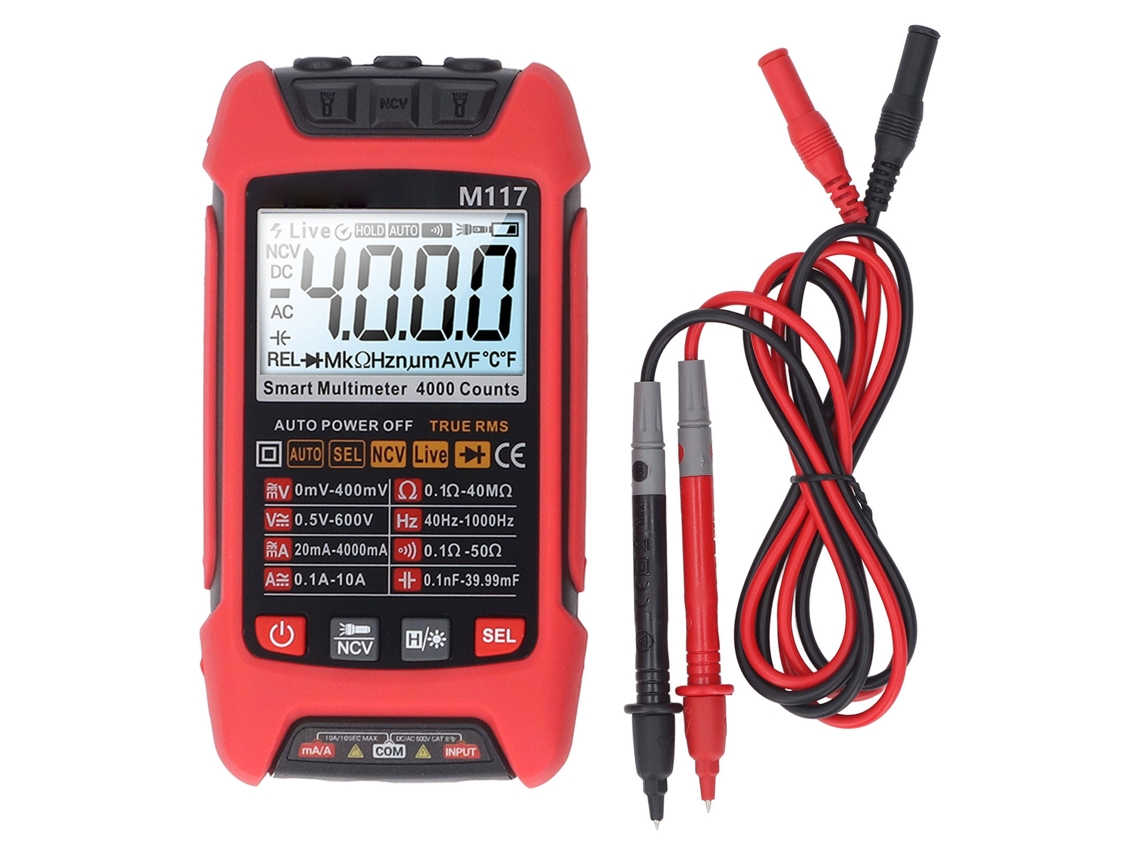 Multímetro Digital Automático 4000 Counts Kit Tester de Voltagem Ferramenta Elétrica M117