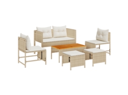 Conjunto 6 Móveis De Jardim Vidaxl Bege Vime Pe (84 X 45 X 35 Cm)