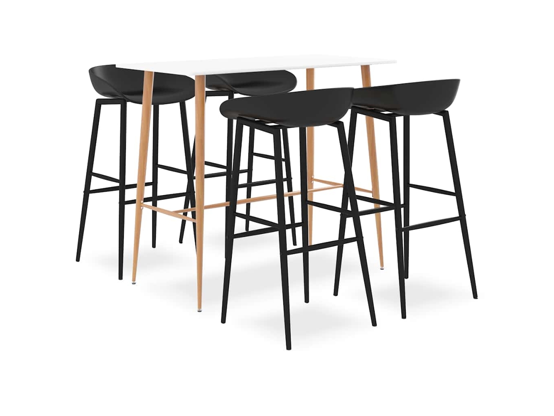 Vidaxl 5 Pcs Conjunto De Bar Branco E Preto