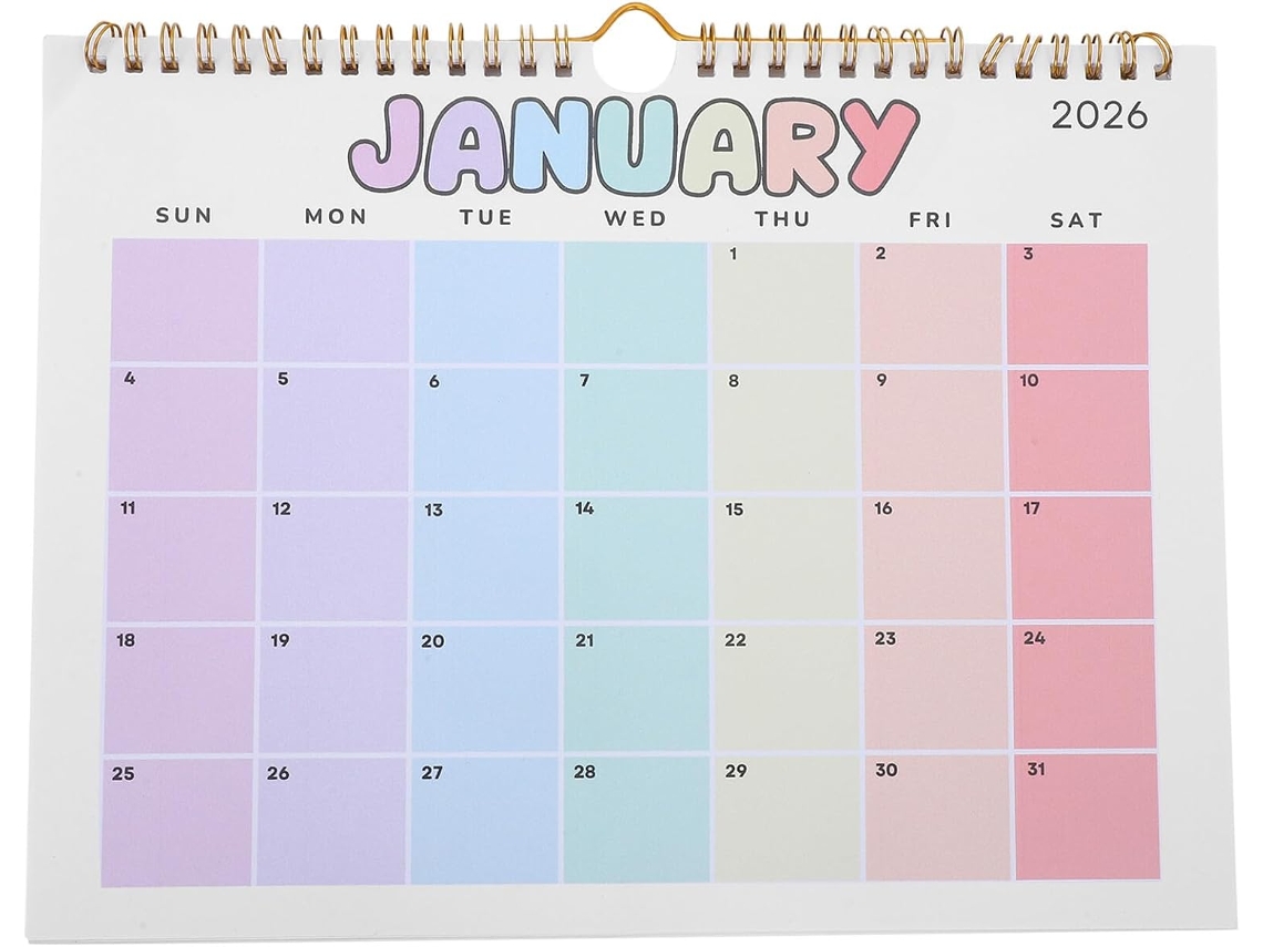 Calendário de Parede 2026, 28 X 21 Cm, em Mensal para Família com e Planejamento Familiar CHABERLU