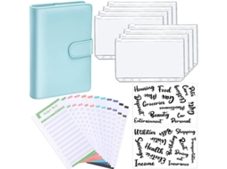 Pasta Para Caderno Em Couro Pu Com Capa De Planejador Financeiro E Bolsos Orçamento Pessoal, 6-furos, Zíper
