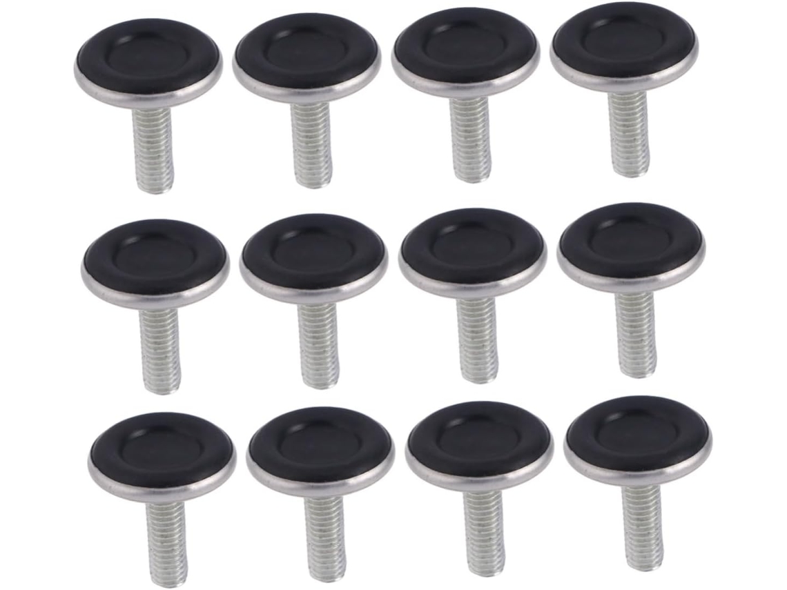 Tofficu 12 Peças M8x25mm Niveladores De Móveis Ajustáveis Com Porca, Base Preta Reforçada Para Pés De Armário, Mesa E