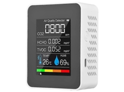 Lurelia Medidor De Qualidade Do Ar 5 Em 1 Hcho/tvoc/co2, Temperatura/humidade, Sensor Semicondutor, Com Visor Lcd, Bateria 1200 Mah Usb, Branco