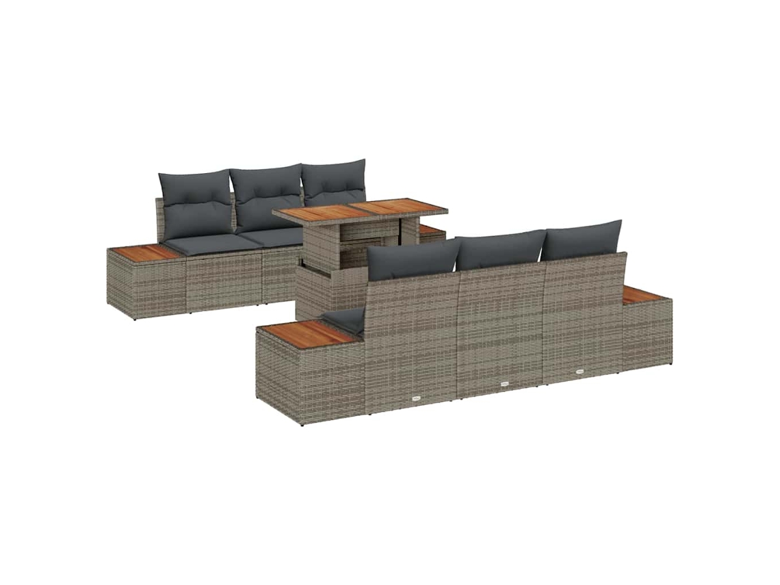 Maison Exclusive - Conjunto De Jantar Para Jardim 7 Pcs Cinza E Marrom