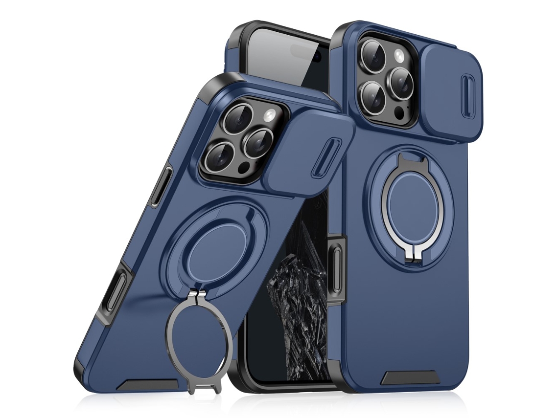 Suporte Casa Para Iphone 15 Pro Max Pele Sintética Magnética Azul