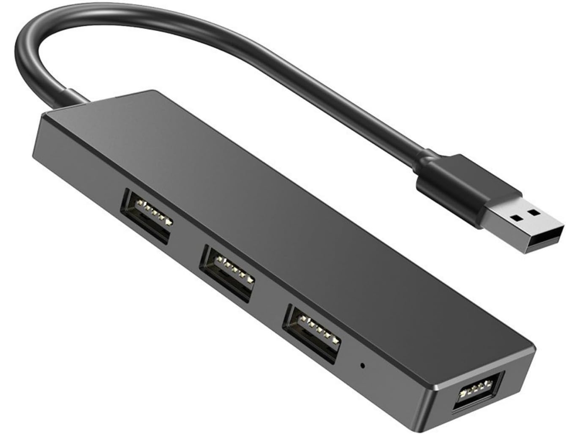 Adaptador Expansor De Hub Usb 2.0 Em Metal Abs Com 4 Slots Para