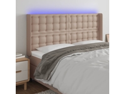 Cabeceira Camapainel De Cabeceira C/ Led Couro Artif. 147x16x118/128 Cm Cappuccino Lovely Home