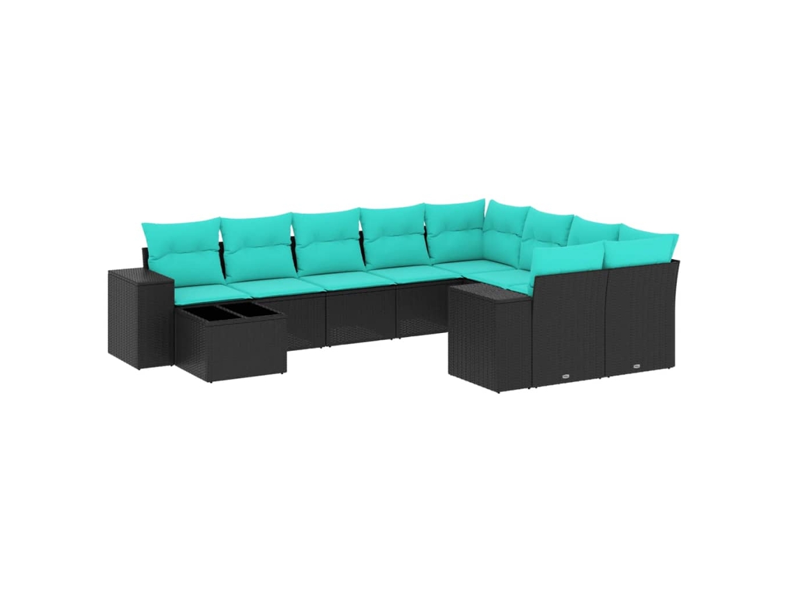 Conjunto de Sofá Jardim 3 Peças Almofadas Rattan Sintético MAISON EXCLUSIVE