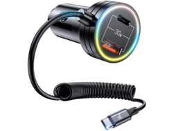 Carregador de Carro Usb C Cabo Enrolado Tipo C YIZHOOD de 3 3 Pés Compatível com Iphone 14/13/12/11 Pro Max Galaxy S23/S22 Preto