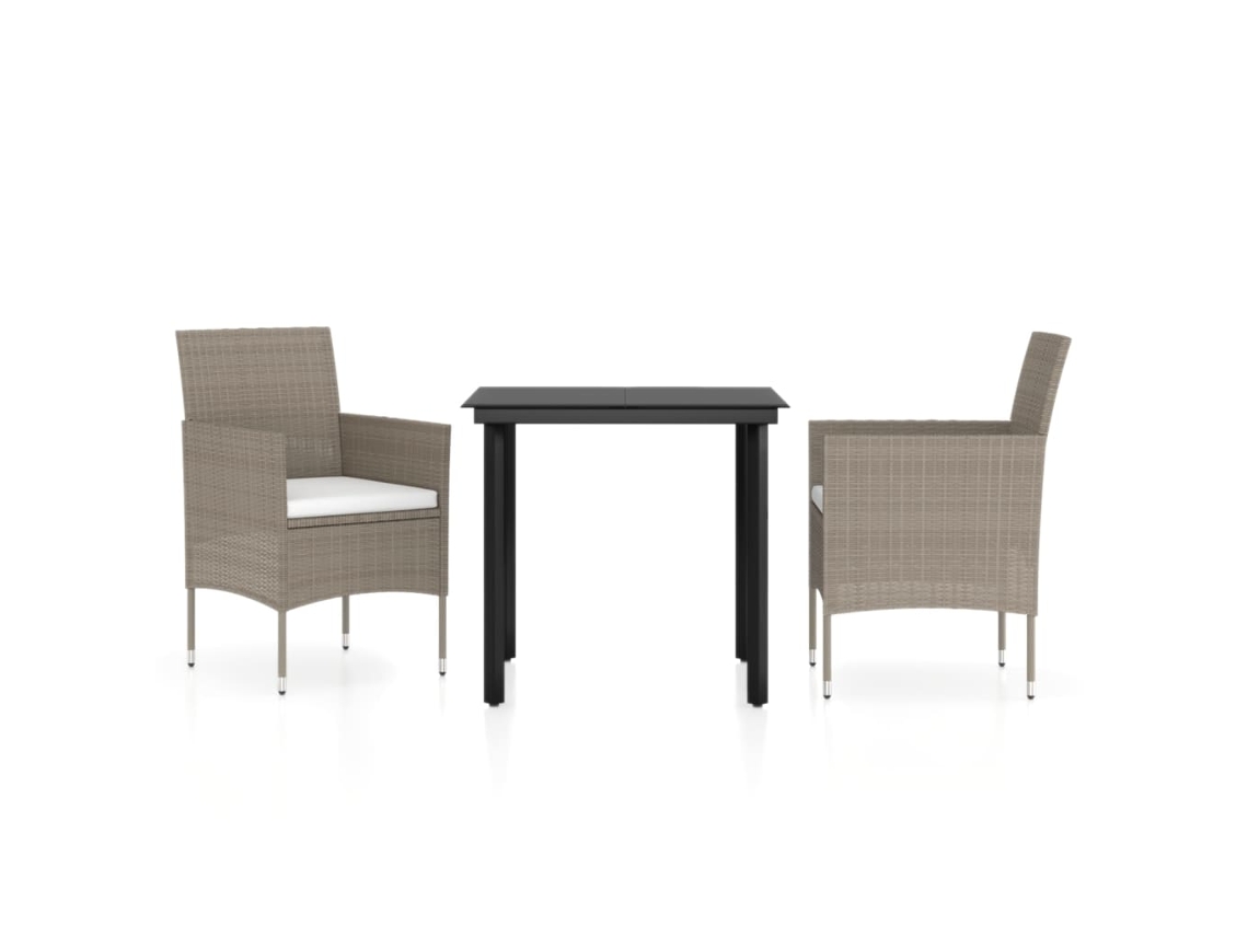 Maison Exclusive - 3 Pcs Conjunto De Jantar Para Jardim C/ Almofadões Bege E Preto