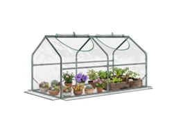 Guarda sol Duplo BTFORUS com 12 varetas, base em cruz, manivela, aço e poliéster 455x265x238 cm cinza