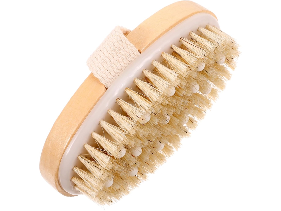 Escova De Banho Esfoliante E Limpeza Profunda Anneome Com Cabeça Massageadora Bambu, Cerdas De Borracha E Javali Para