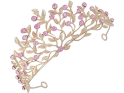 Tiara de casamento em cristal rosa, acessório de cabelo