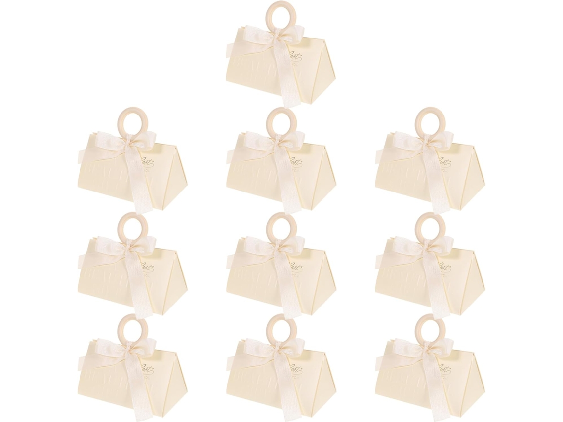 Caixas De Presente Doitool Para Doces E Chocolates, 10 Caixas De Papel Branco Com Alças, Design Prático E Elegante