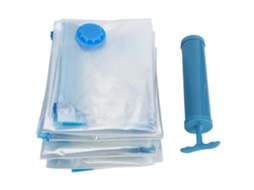 Conjunto De 6 Sacos Transparentes Para Armazenamento A Vácuo, Cobertores Viagem E Roupas (saco Vácuo + Bomba Manual)