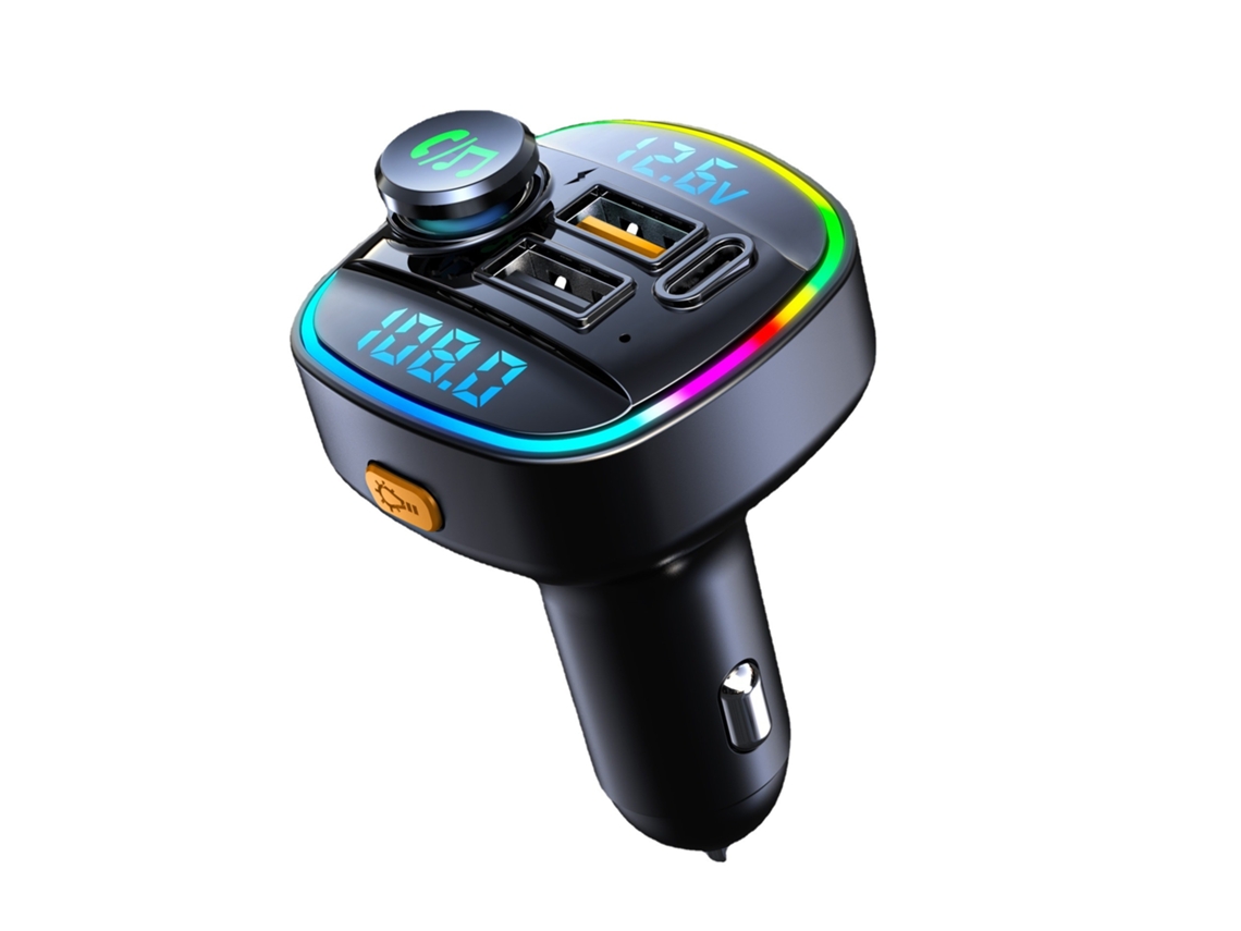 Transmissor Fm Bluetooth Para Carro Com Carregamento Rápido Usb C E Usb