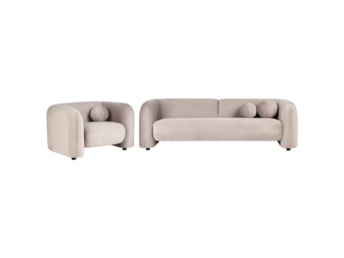 Conjunto De Salón De 4 Plazas Beliani Leiren De Terciopelo Beige 224x83x73