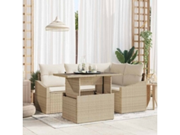 Vidaxl Conjunto De Sofá De Jardim 5 Unid. Bege E Creme
