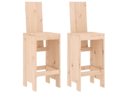 Conjunto de Cadeiras de Bar 2 Peças Madeira de Pinho Maciça MAISON EXCLUSIVE (40x42x120 cm)