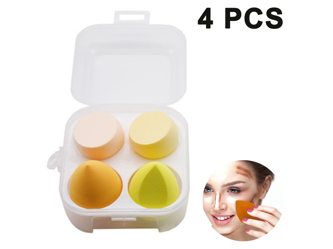 MEOIRUERY Conjunto De 4 Esponjas De Maquiagem, Esponjas De Mistura Multi Formas Para Uso Seco E Molhado, Esponjas Para Base E Blush Multicoloridas