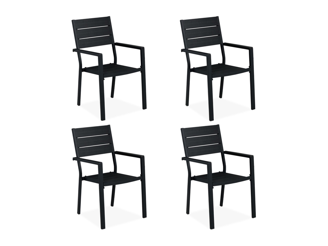 Conjunto De 4 Cadeiras De Jardim Com Apoios De Braços