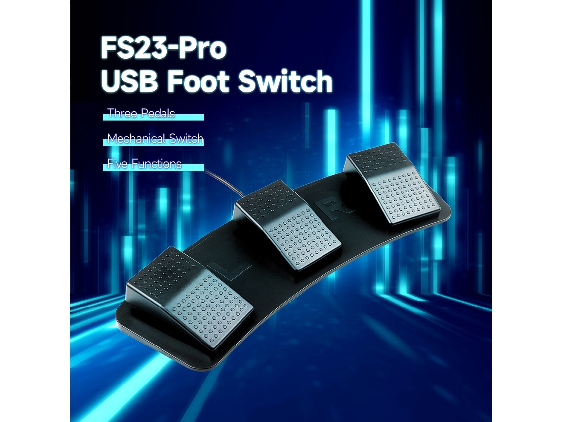 Fs23-pro Usb Triple Foot Switch Pedal Mecânico Personalizado Para Controle