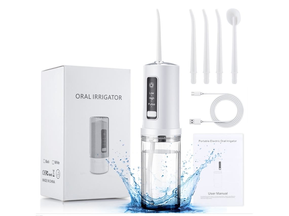 Irrigador Elétrico Branco Doméstico, Portátil, Água de Alta Pressão, Limpeza Profunda Gengivas STELASPLEN