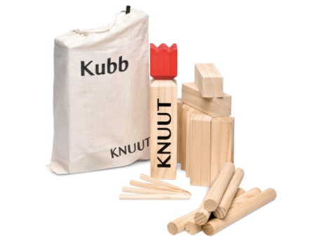 Knuut Kubb com Saco de Tecido Castanho Fsc TOYFEL