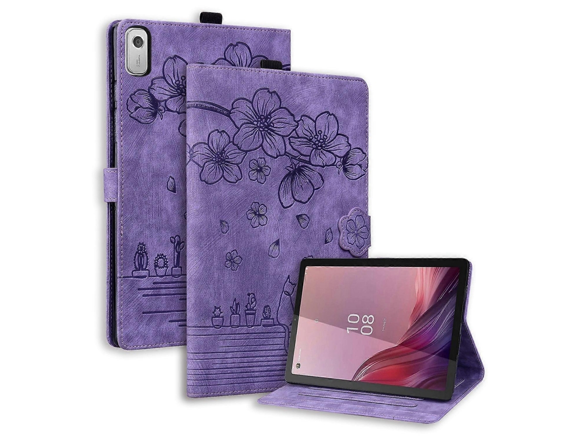 Capa de couro para tablet com estampa de gato Sakura em relevo da Webake