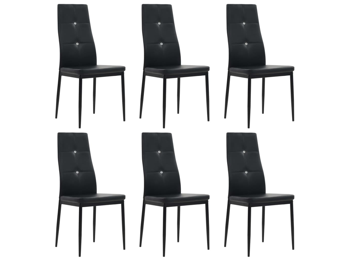 Vidaxl Cadeiras De Jantar 6 Pcs Couro Artificial Preto