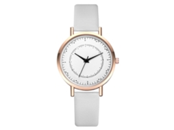 Reloj De Pulsera Casual Fashion Redondo Cuarzo Correa Pu (blanco Oro Rosa)