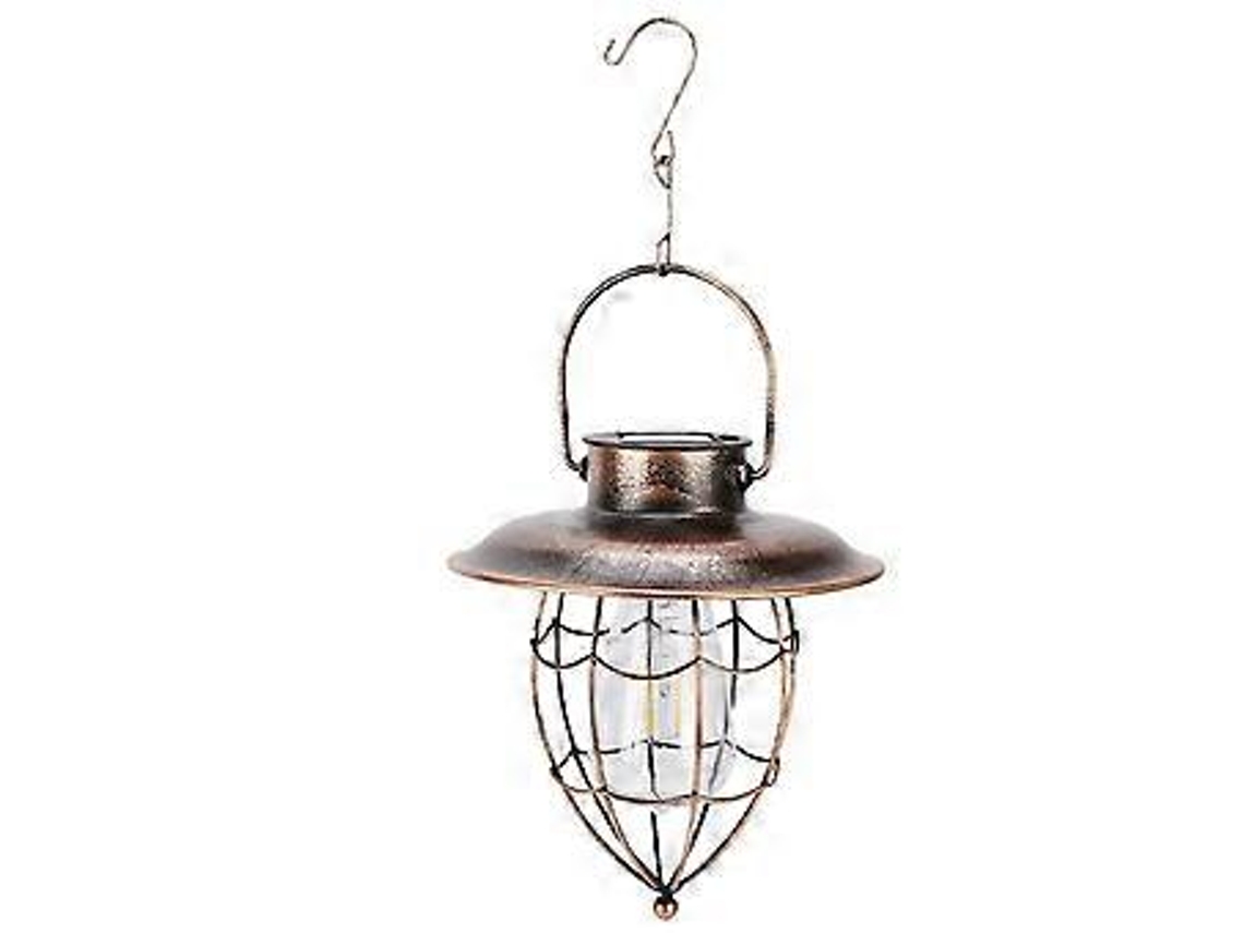 Luminária solar suspensa para exterior, à prova d'água, em metal vintage, ideal para calçadas, jardins, pátios e varandas. Brilvibera