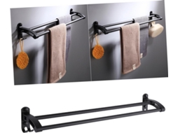 Suporte De Toalhas Artibetter Space Em Alumínio, Com Haste Dupla, Para Parede, Preto, Para Banheiro