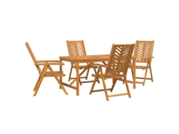 Conjunto 5 Conjunto De Jardim Vidaxl Castanho Madeira De Acácia Maciça (150 X 90 X 74 Cm)