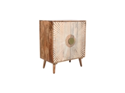 Aparador ALEXANDRA HOUSE LIVING em madeira de mangueira com 2 portas entalhadas, 80x45x97cm
