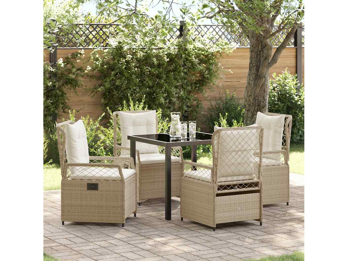 Vidaxl Conjunto De Jantar Para Jardim 5 Pcs Bege E Branco Creme