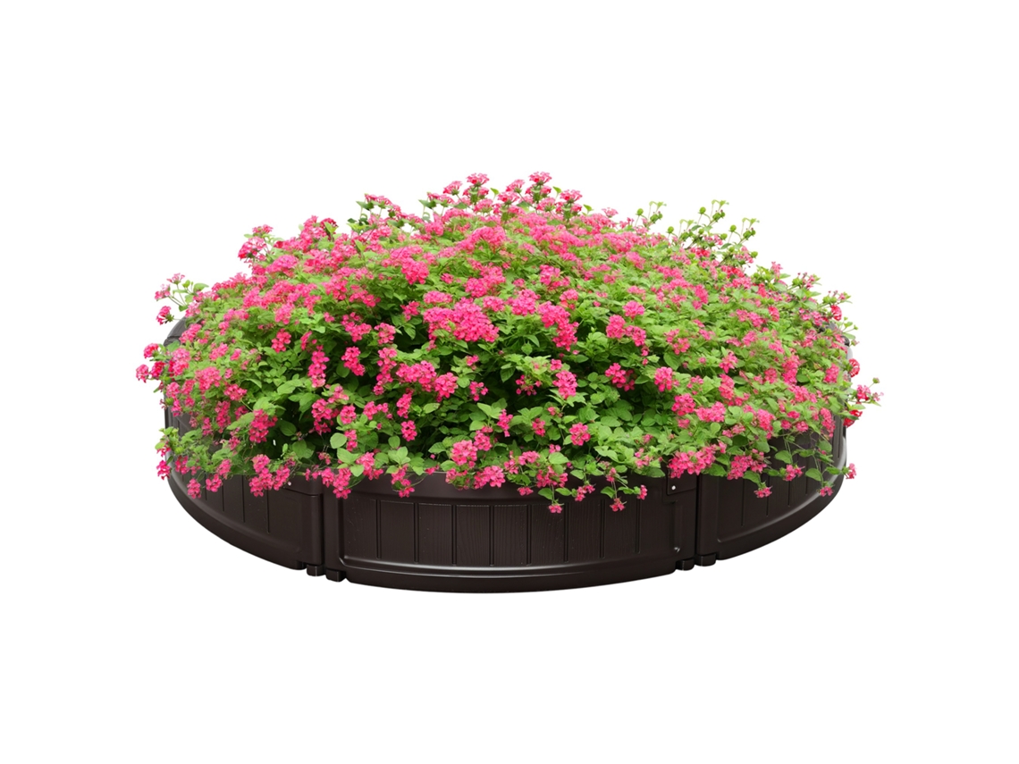 Cama Para Horta Elevada Em Hdpe, Jardineira De Exterior Redonda, Φ123x21cm, Castanho