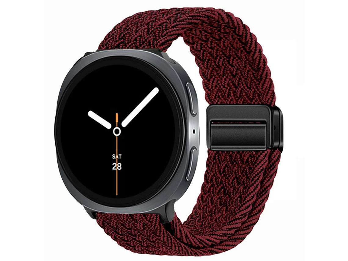 Pulseira Desportiva Elástica Em Nylon Entrançado Para Samsung Galaxy Watch 9 40mm 44mm, Com Fecho Magnético. Preto/vermelho Hexinyigjly