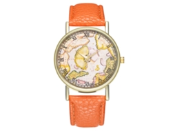 Relógio de quartzo elegante e moderno para presente masculino/feminino (laranja)