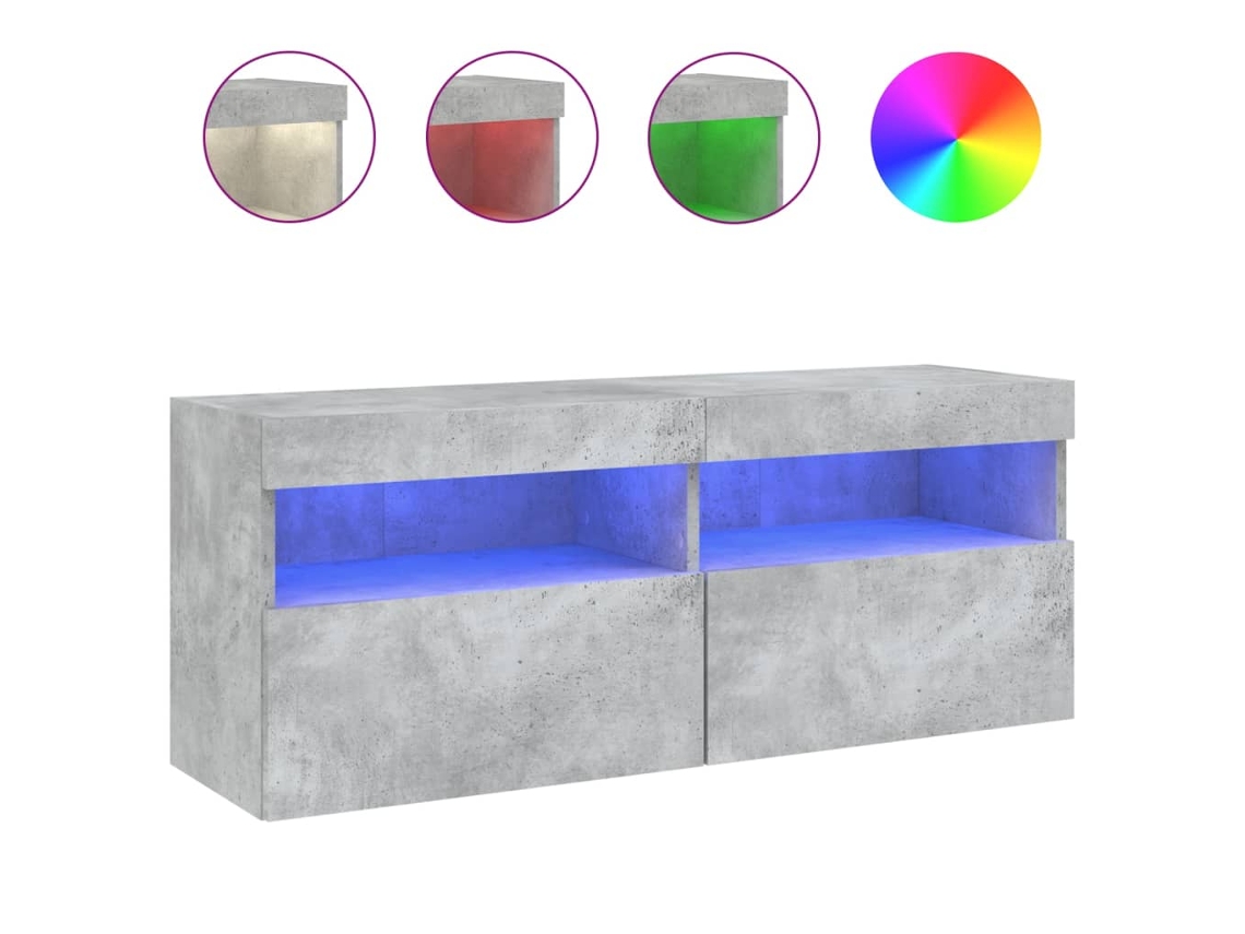 Móvel de Parede para TV com Luzes Led 100x30x40cm Cinza Cimento MAISON EXCLUSIVE