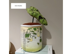 Mini Vaso de Planta Pelúcia Boneco Decorativo Flor Artificial Grama Amarela CHABERLU