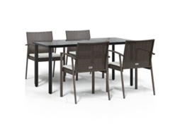 Conjunto de 5 Jantar para Jardim com Almofadões Vime Pe e Aço MAISON EXCLUSIVE (5pcs)