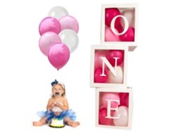 Mali kit Decoração 1º Aniversário Balões One Caixas Transparentes Props de Fotografia Bebê