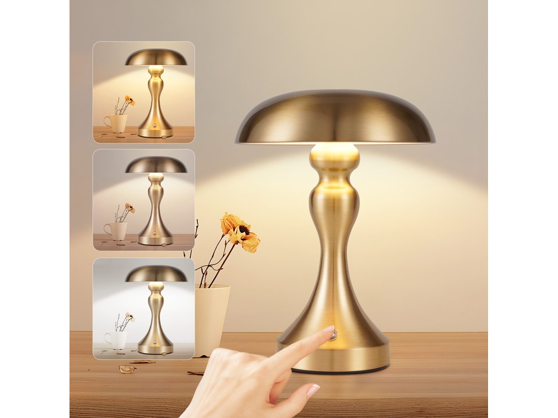 Nettlife Candeeiro De Cabeceira Led Com Controlo De Toque, Sem Fios, Bateria, Vintage, Recarregável Por Usb, 22 Cm, Para Uso Diário