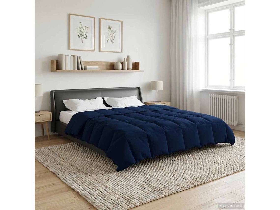 Vidaxl Duvet De Ano Inteiro Azul Escuro 220 X 260 Cm Microfibra