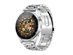 Smartwatch Hk3 Pro com Bluetooth Chamada Música Monitor Cinto de Aço Prateado